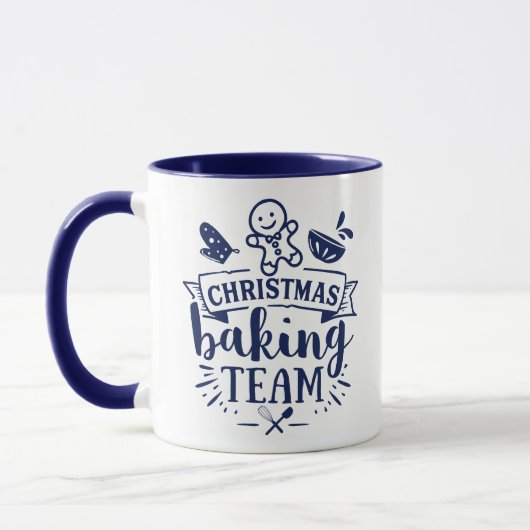 Kerst bakken Team Schattige Navy Blue Vakantie Mok (Links)