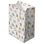 Kerst Bakkerij Traktaties Patroon Medium Cadeauzakje (Voorkant Gekanteld)