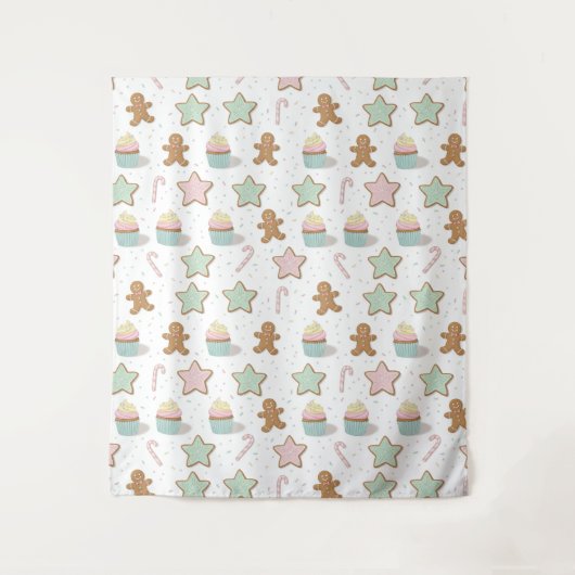 Kerst Bakkerij Traktaties Patroon Wandkleed (Voorkant)