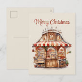 Kerst bakkerij waterverf tekst toevoegen feestdagenkaart (Voorkant / Achterkant)