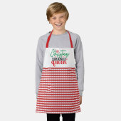 Kerst Bakkoningin Schattig Groen Rood Gingham Schort (Gedragen)