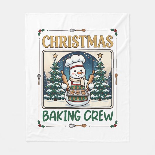 Kerst Bakploeg Sneeuwman Chef Peperkoek Coo Fleece Deken (Voorkant)