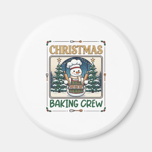 Kerst Bakploeg Sneeuwman Chef Peperkoek Coo Magneet (Voorkant)