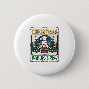 Kerst Bakploeg Sneeuwman Chef Peperkoek Coo Ronde Button 5,7 Cm