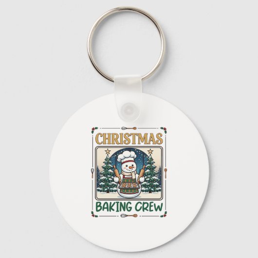 Kerst Bakploeg Sneeuwman Chef Peperkoek Coo Sleutelhanger (Voorkant)