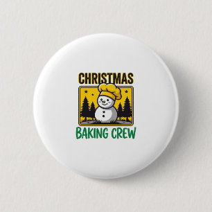 Kerst Bakploeg Sneeuwman Vakantie Ontwerp Ronde Button 5,7 Cm