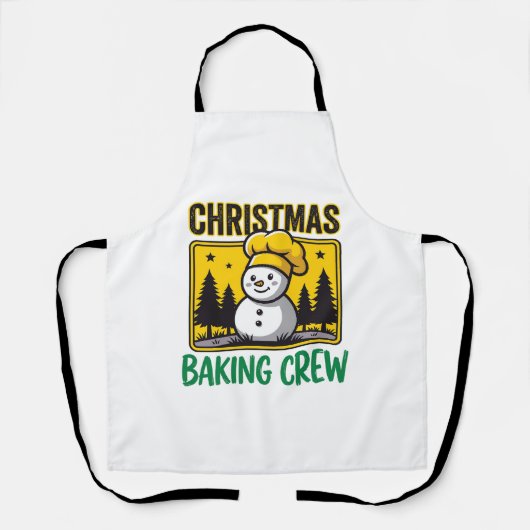 Kerst Bakploeg Sneeuwman Vakantie Ontwerp Schort (Voorkant)
