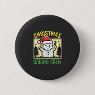 Kerst Bakploeg Sneeuwman Vakantie Ronde Button 5,7 Cm