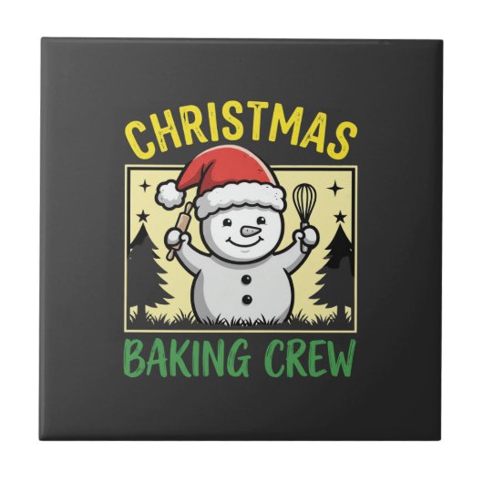 Kerst Bakploeg Sneeuwman Vakantie Tegeltje (Voorkant)