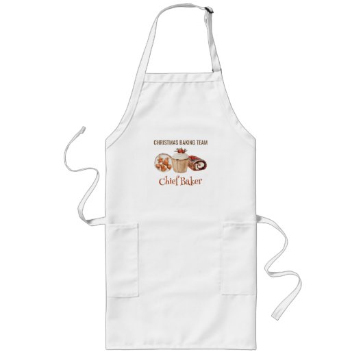 Kerst Bakteam Hoofd Bakker Lang Schort (Voorkant)