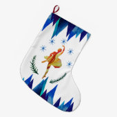 Kerst Ballerina Waterverf Kunst Grote Kerstsok (Voorkant (Hangend))