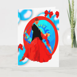 Kerst Ballroom Dansers Met Ornamenten En Strikken Kaart