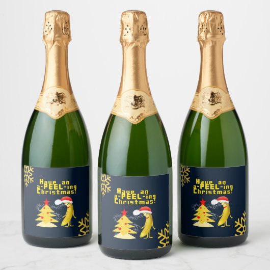 Kerst banaan sparkling wijnetiket (Flessen)