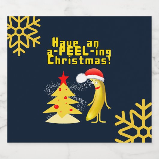 Kerst banaan sparkling wijnetiket (Enkel label)