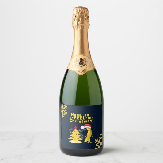 Kerst banaan sparkling wijnetiket (Voorkant)