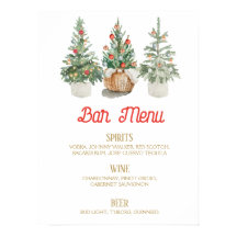 Kerst BAR MENU bord dennenbomen