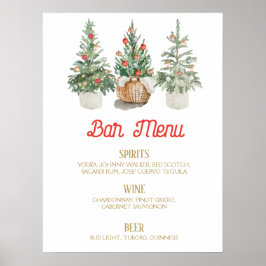 Kerst BAR MENU bord dennenbomen Poster