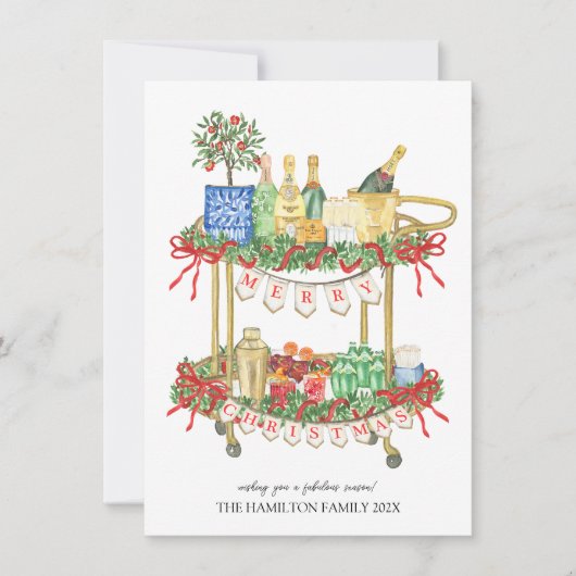 Kerst Bar Winkelwagen Foto Feestdagenkaart (Voorkant)
