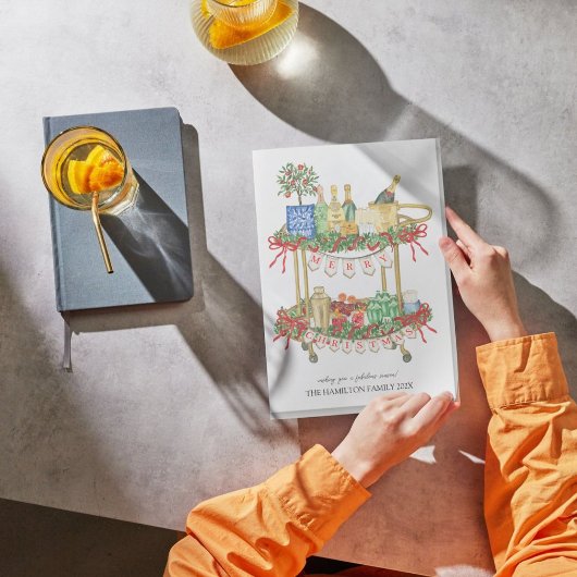 Kerst Bar Winkelwagen Foto Feestdagenkaart