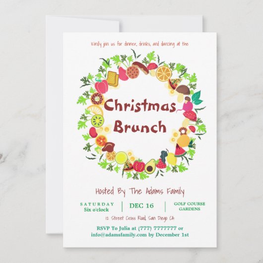 Kerst Barbeque Brunch Uitnodiging (Voorkant)