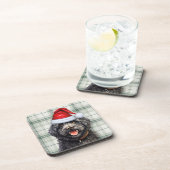 Kerst Barbet Dog Green Plaid Vakantie Bier Onderzetter (Rechterzijde)
