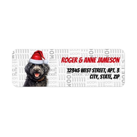 Kerst Barbet Hond vakantie adres Etiket (Voorkant)