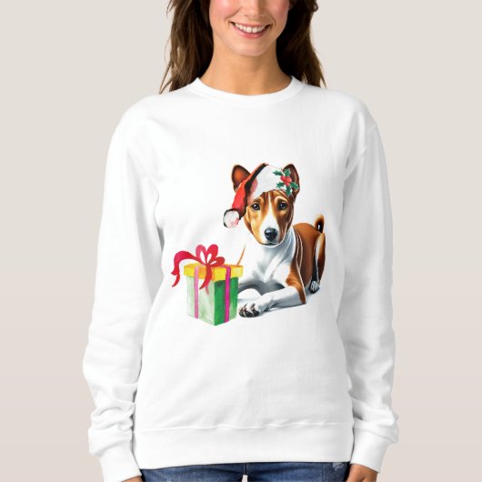 Kerst Basenji Hond Puppy Trui (Voorkant)