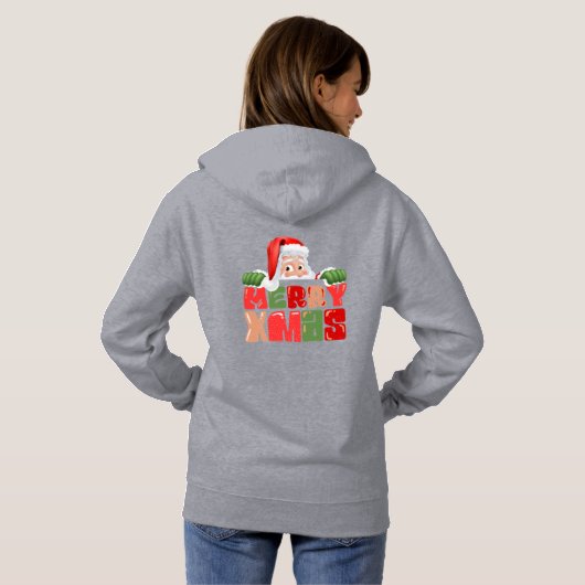 Kerst Basic Hoodie in Grijs (Achterkant volledig)
