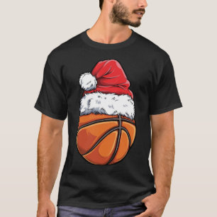 Kerst Basketbal Bal Santa Hoed Sport Kerstmis B T-shirt