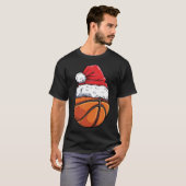Kerst Basketbal Bal Santa Hoed Sport Kerstmis B T-shirt (Voorkant volledig)