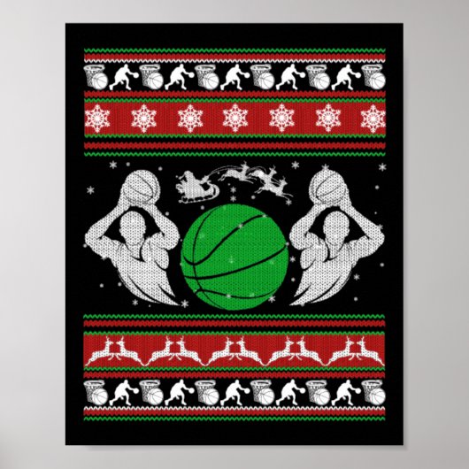 Kerst Basketbal Cadeau Poster (Voorkant)