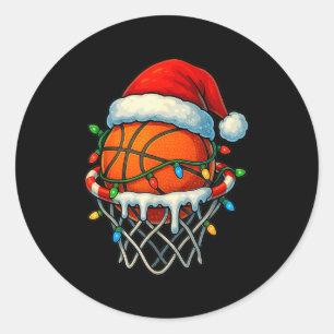 Kerst Basketbal Ijs Drip Voor Jongens Kinderen Ronde Sticker
