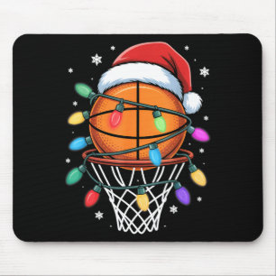 Kerst Basketbal Kerstman Hoed Xmas Licht Basketbal Muismat