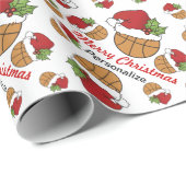 Kerst Basketbal Patroon - Personaliseren Cadeaupapier (Rol Hoek)