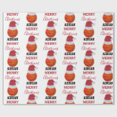 Kerst Basketbal Sport Ball Aangepaste naam Cadeaupapier (Vlak)