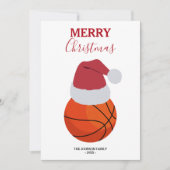 Kerst Basketbal Sport Ball Aangepaste naam Feestdagenkaart (Voorkant)