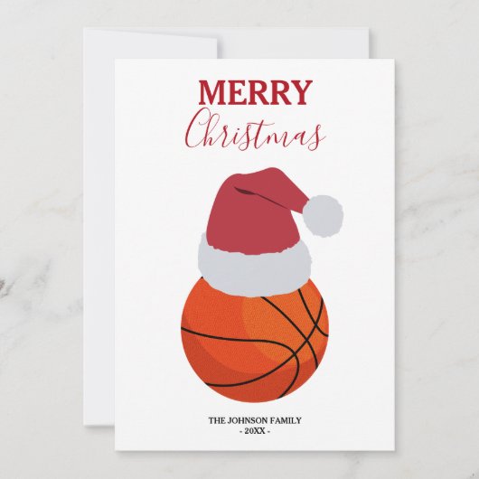 Kerst Basketbal Sport Ball Aangepaste naam Feestdagenkaart (Voorkant)