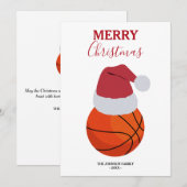 Kerst Basketbal Sport Ball Aangepaste naam Feestdagenkaart (Voorkant / Achterkant)