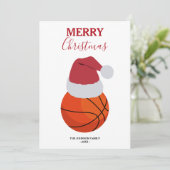 Kerst Basketbal Sport Ball Aangepaste naam Feestdagenkaart (Staand voorkant)