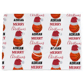 Kerst Basketbal Sport Ball Aangepaste naam Groot Cadeauzakje (Voorkant)
