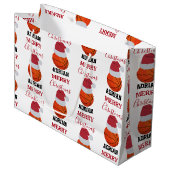 Kerst Basketbal Sport Ball Aangepaste naam Groot Cadeauzakje (Voorkant Gekanteld)