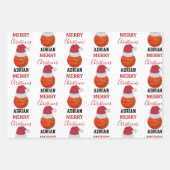 Kerst Basketbal Sport Ball Aangepaste naam Inpakpapier Vel (Voorkant 2)