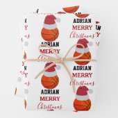 Kerst Basketbal Sport Ball Aangepaste naam Inpakpapier Vel (In situ)
