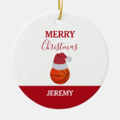 Kerst Basketbal Sport Ball Aangepaste naam Keramisch Ornament (Voorkant)