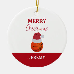 Kerst Basketbal Sport Ball Aangepaste naam Keramisch Ornament