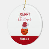 Kerst Basketbal Sport Ball Aangepaste naam Keramisch Ornament (Links)