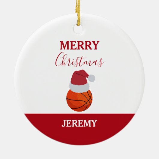 Kerst Basketbal Sport Ball Aangepaste naam Keramisch Ornament (Achterkant)