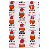 Kerst Basketbal Sport Ball Aangepaste naam Medium Cadeauzakje (Voorkant)