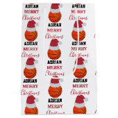 Kerst Basketbal Sport Ball Aangepaste naam Medium Cadeauzakje (Achterkant)