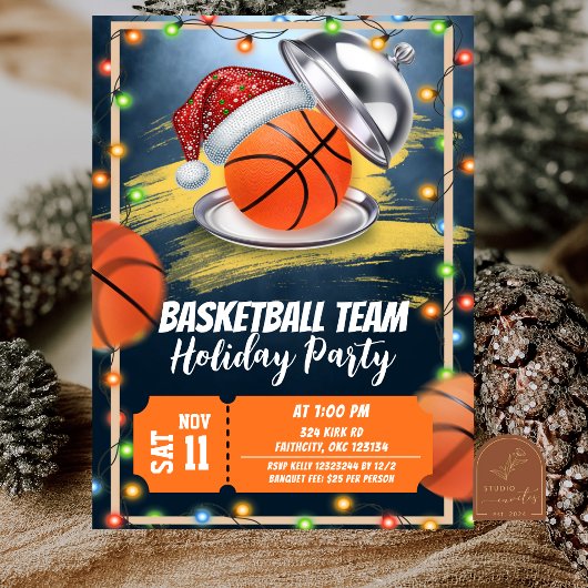 Kerst Basketbal Vakantie Feest Kaart